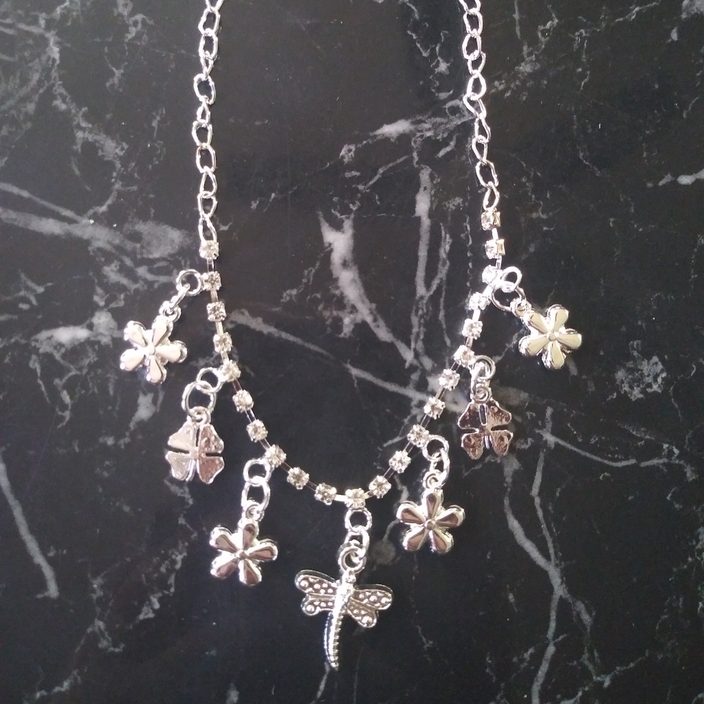 Silver Dragonfly charm anklet/bracelet